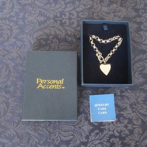 NIB Bracelet Heart Shape by Personal Accents Costume Jewelry Silver color